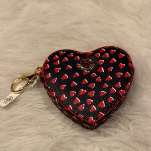 Tory Burch Kerrington Zip/Coin Heart Key Fob Heart Print NWT